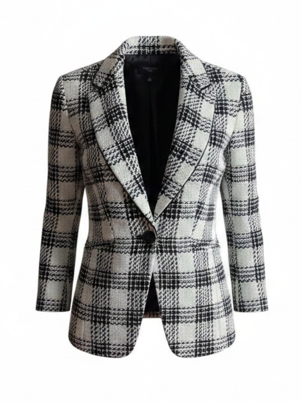 Talbots Black & White Plaid Single-Button Blazer